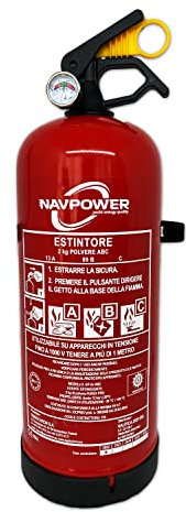 Navpower Pulver-Feuerlöscher 2 kg ABC zugelassen RINA und MED Navpower mit Halterung in Sicherheit für Auto Boot Wohnmobil Zuhause Büro
