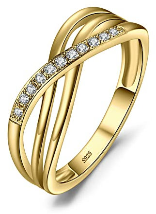 JewelryPalace Infinity Wickelring Verlobungsring Unendlichkeit Promise Eheringe Ring Silber 925 Damen, Zirkonia Silberringe Trauringe Hochzeitsringe Antragsring Ringe, Damen Schmuck Vergoldet 60