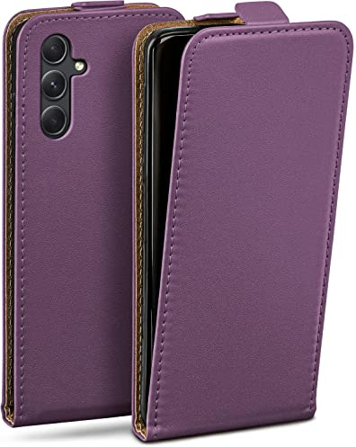 moex Flip Case für Samsung Galaxy A54 5G Hülle klappbar mit 360 Grad Schutz, Handyhülle mit Displayschutz, PU Leder Handytasche Lederhülle, Flip Case Cover Klapphülle, Lila