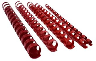 Plastikbinderücken, PVC, 16 mm, 14 Ringe, A5, Rot, 25 Stück