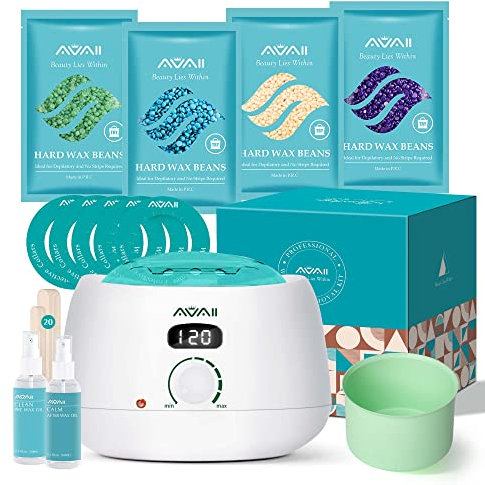Waxing Set Wachs Professionelles, Wax Maschine mit 400g Wach Perlen, 1 Silikonschale, 2 Flaschen Behandlungsöl für entspannte Haut und wirksame Haarentfernung durch Wachsen Wachswärmer