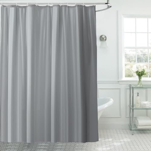 HUIBOHOU Shower Curtain for Bathroom Anti Mould and Mildew Resistant,100% PEVA Waterproof 180 x 180 cm (71 x 71 Inch),Includes 12 Pcs Curtain Hooks,Grey