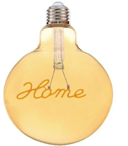 Vetrineinrete® Lampadina ambrata con led a filamento che crea la scritta HOME 4 watt E27 lampada decorativa stile vintage luce calda 2500k