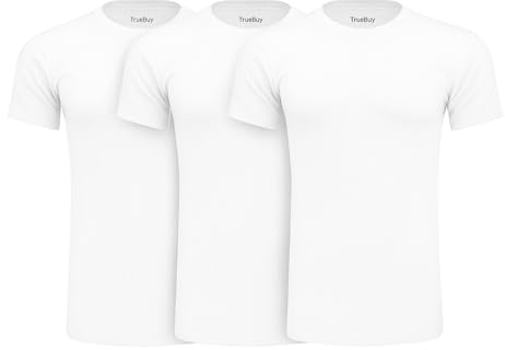 Truebuy Mens Thermal T-Shirts 3 Pack Short Sleeve Base Layer Top for Men – Warm Winter Underwear Body Warmer Thermal Vest Medium – White