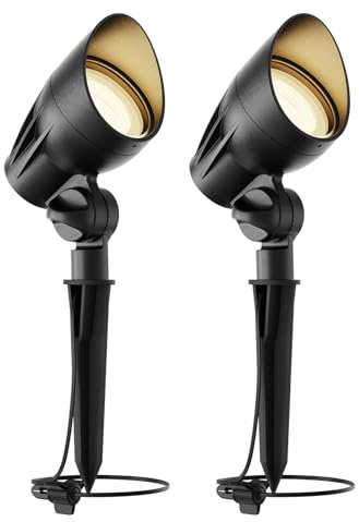 Malibu Landscape Lighting Outdoor 50W Spotlight Waterproof Halogen Floodlight Low Voltage Lights 380Lumen Warm White with Stake for Garden Yard Pathway Lawn Driveway Outdoor Lighting 8301-9601