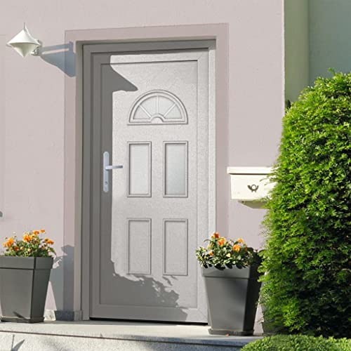 Gecheer Porta Ingresso Bianca 88x200 cm in PVC, Porta Esterna in PVC, Portoncino Ingresso Esterno