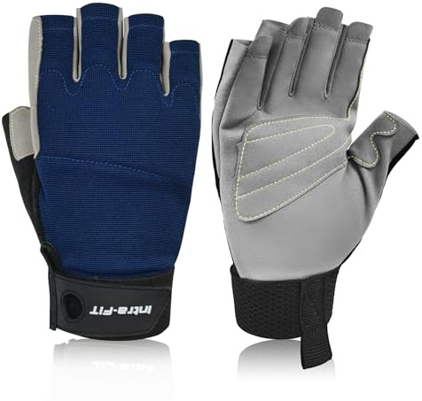 Intra-FIT Gants d'escalade Demi-doigts Cuir synthétique Gants de travail Protection contre l'abrasion Gants de sport d'escalade Gants de corde pour le rappel, l'alpinisme, l'aventure, le sport en