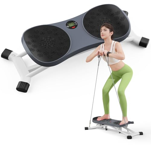 Slide Steppers Exercise for Home, Mini Stair Stepper with Resistance Bands, Full Body Workout Machine, Simulate Skiing Posture, 300 LBS Weight Capacity​