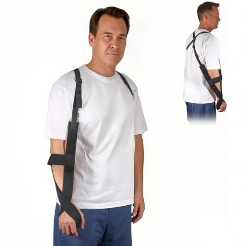 Cnosky 5702957 Arm Sling, Adjustable shoulder Strap with 4-Lab Lock, Breathable fabric for All-Day Comfortable, Black (Large: Height 5'10-6'4,Weight 180-235 lb)
