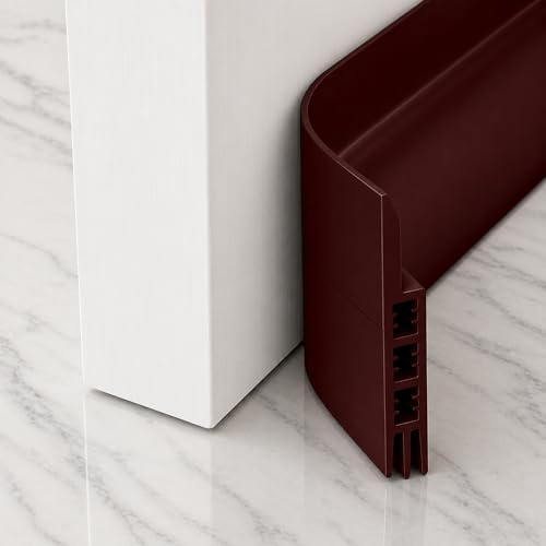 GAEVAZ® Burlete Puerta Entrada Autoadhesivo – Aislante Inferior para Puertas de Casa – Bloquea Viento, Polvo y Ruido – Fácil Instalación (Blanco/Marrón) (1, Marron)