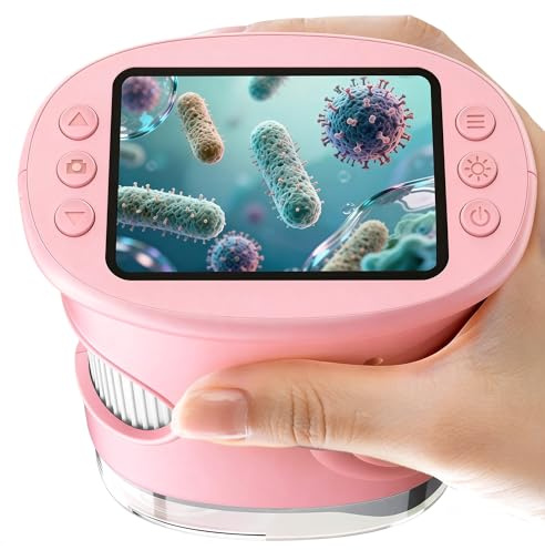 1000X Handheld Digital Microscope for Kids: Portable Miniscope with 2.0 IPS Screen - STEM Outdoor Toys for Age 4-12 - Birthday Gifts for Girls Boys - Science Gadget Edu Kits Pink