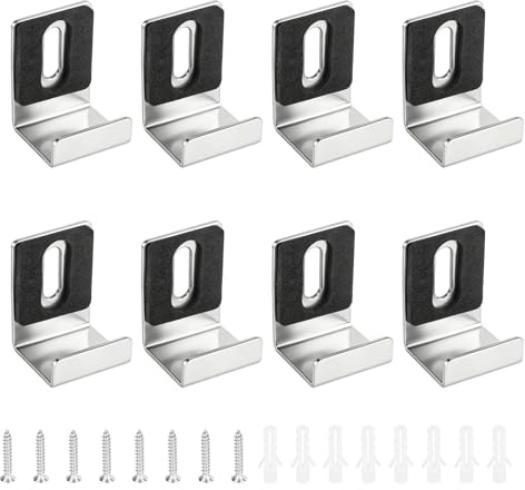Diakey Lot de 8 clips de suspension robustes pour miroir - Support de suspension mural sans cadre pour cadres photo, panneau d'affichage - Argenté