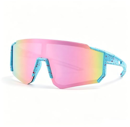 EKKONG Occhiali Ciclismo Bambini, Occhiali da Sole Bambino, Occhiali Bici Bambini, Protezione UV400 Occhiali da Sole Sportivi Polarizzati per Ragazzi e Ragazze per Ciclismo, Corsa e Tennis (Azzurro)