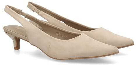 shoes&blues.es 101546 Zapato de Mujer Tipo Slingback con Diseno Elegante y Minimalista, Ideal Tanto para Looks Formales como para Outfits mas Casuales. Cierre Elastico y Tacon bajo. Beige Talla 39