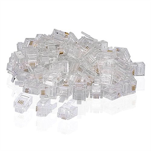 SIENOC 100 PCS RJ11 Stecker 6P4C Telefon Modular Telefonkabel Stecker Adapter Crimp
