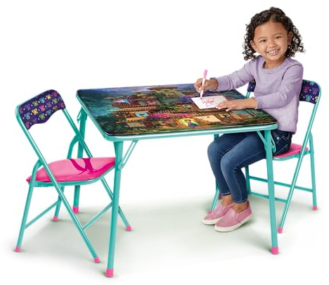 Disney Encanto Kids Table & Chair Set –Folding Activity Table with 2 Chairs for Toddlers and Kids Ages 3–7, Durable Metal Frame, 70 lb Weight Limit, Easy Assembly