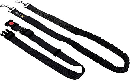 Regatta Hundeleine, reflektierend, stoßdämpfend, strapazierfähig, zum Joggen, freihändig, Schwarz, Einheitsgröße