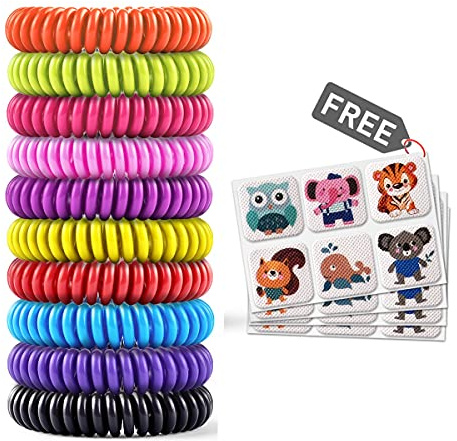 20 Pack Mosquito Bracelets with 4 Patches - Waterproof Wrist Bands for Kids & Adults, Natural Deet-Free Resealable