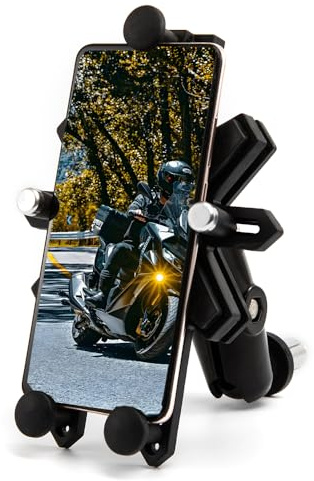 Support de téléphone pour vélo de moto, réglable, pivotant, résistant aux chocs et robuste, universel, montagne, scooter et moto tout-terrain compatible avec les guidons de rétroviseur (Expansion)