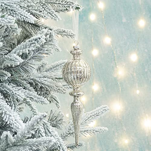 KI Store weihnachtskugeln Gold Silber Glas 4 Stücke Ornamente für Weihnachtsbaum Christbaumkugeln Glas Weihnachtsdekoration Kugeln (Silber 4)