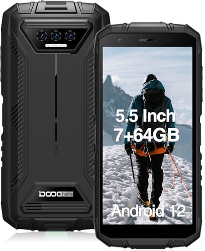 DOOGEE S41 Pro Outdoor Handy Ohne Vertrag mit 7 GB RAM und 64 GB ROM/1 TB TF, 6300 mAh, 5.5 Zoll HD Display, 4G Dual SIM, Outdoor Smartphone 13 MP Kamera, Android 12, IP68 Smartphone, NFC, Schwarz