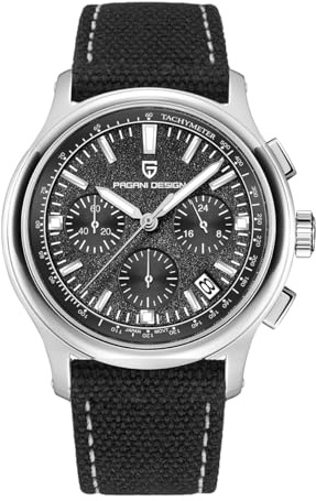Pagani Design herrkvartsur, herrkronograf, japansk VK63-rörelse, AR-safirkristallglas, läderarmband, 100 m vattentät klocka PD-1781
