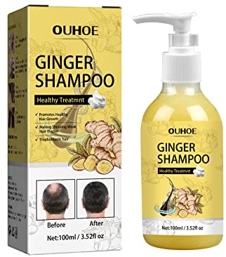 Champú de Jengibre, Champú Anticaída, Shampoo And Treatment, Hidratante y Nutritivo, Cabello Suave y Flexible, Cuidado del Cabello y el Cuero Cabelludo, para Todo Tipo de Cabello