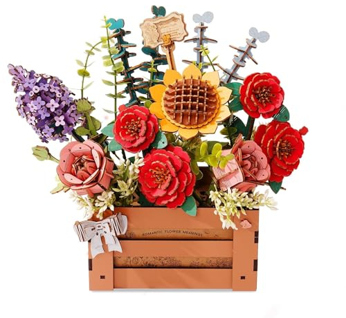 Wowood 3D Wooden Flower Puzzle for Adults-Wooden Bloom Box, DIY Craft Model Kit Building Set, Botanical Decor Creative Gift for Lovers Nature Enthusiasts (658PCS)