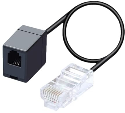 Niesel RJ11 till RJ45 telefon till Ethernet-adapter - 14 tums telefonjackomvandlare - 8P4C till 6P4C telefonlinjeadapter, telefonanslutningskabel för router, modem,