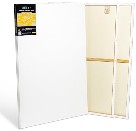 Elan Toile Peinture 80x120 380 g, Lot de 3 Toiles à Peindre 100% Coton, 380 GSM Canvas Painting 80x120, Toile à Peindre Grand Format, Canvas 120x80