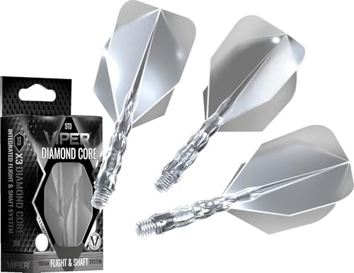 Viper Diamond Core Integrated Dart Flight & Shaft System - Precision Darting Accessory with Tough Polymers for Enhanced Performance, Set of 3, Short Shaft, Standard No6 Flight, Clear