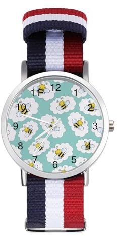 Bin sportklocka för män kvinnor nylonrem armbandsur analog kvartsur, Stil, regular, armband