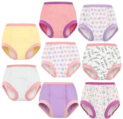 ALVABABY Baby Potty Training Pants 8 Packs Cotton Absorbent Reusable Toilet Training Underwear for Toddler Boys Girls 2T-4T 8XC02A-4TJ
