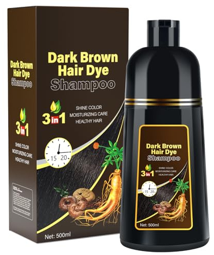 Hair Dye Shampoo, hair dye shampoo 3 in 1, Natural Herbal Dye Shampoo for Grey Hair Coverage Hair Color Shampoo for Women and Men (DarkBrown)