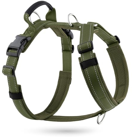 APakBak No Pull Dog Harness with Handle, Soft Mesh Padded Adjustable for Small Medium Large Dogs | Reflective Easy Walk Harness with Front Clip for Training, Running & Outdoor (Ranger Green, M)