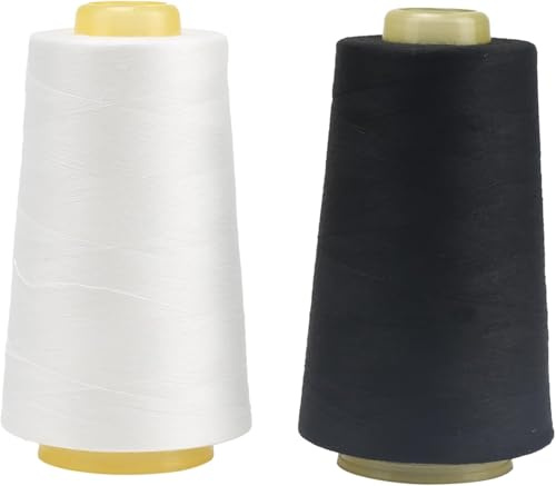 Slwnrc 2 rotoli Rocchetti di filo da cucito 40S/2, 3000 Yards Filato da cucito universale poliestere filo da cucito a mano Filo da cucire per Cucito, Quilting, Patchwork (Bianco+Nero)