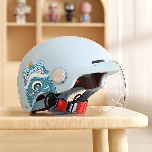 Söt Barnmotorcykelhjälm, ECE-Godkänd Öppen Lättviktshalvhjälm Barn Pojkar Flickor 3-14 År ATV-Hjälm För Ungdomar Dirtbike Motocross Skoter Gokart 5,48~55cm