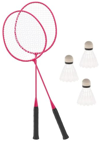 drburpily Ensemble de Raquettes de Badminton Family Interactive Sports, résistantes et légères, pour des Heures Jeu Amusantes en Famille. Grip Raquette Professionnel et balles qualité, Rose, 67 cm