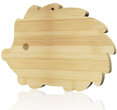 WEBEEDY Bandeja de carne con forma de erizo para cocina, animales, madera, tabla de cortar, bandeja para queso, carne, fruta, cumpleaños, inauguración de la casa, regalo, 34 x 24 x 1,5 cm
