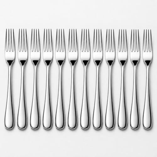 Pack 12 Tenedores Pequeños Acero Inoxidable Espejo — Tenedores Acero Inoxidable para Tarta, Fruta y Merienda | 14cm x 2cm | Anticorrosión | Apto Lavavajillas