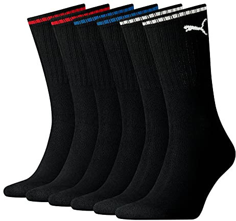 PUMA Mixte Puma Unisex Sport Crew Stripe Socks (3 Pack) Chaussettes, Noir, 39-42 EU