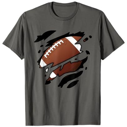 Football im Herzen American Football T-Shirt, Herren, Grau, S, Kurzarm, Pullover, Klassisch, V-Ausschnitt, Polyester 100%
