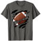 Football im Herzen American Football T-Shirt, Herren, Grau, S, Kurzarm, Pullover, Klassisch, V-Ausschnitt, Polyester 100%