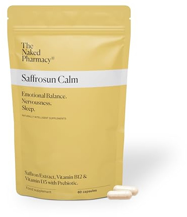 The Naked Pharmacy | Saffrosun Calm | Balance & Energy | Saffron with Vitamin B12 | High Strength | Natural No Additives | Vegan | 60 Capsules