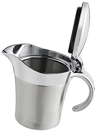 Easy Pour Gravy Boat Stainless Steel Gravy Boat With Lid, Sauce Tank Boat, Double-layer Thermal Gravy Boat, Very Suitable for Family Dinner Sauce Pourer (Size : 750ml)