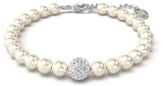 Swarovski Strand Swarovski Remix Collection, Perla de cristal, Blanco, Baño de rodio