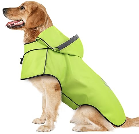 Impermeabile Cane, Regolabile Cappotto Impermeabile per Cani con Cappuccio, Poncho Impermeabile Giacca Antipioggia Leggera per Animali ad Asciugatura Rapida per Cane Taglia Piccola/Media/Grande - XL