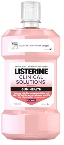 Listerine Clinical Solutions Gum Health Antiseptic Mouthwash, Antigingivitis & Antiplaque Oral Rinse Helps Prevent Plaque Buildup & Immediately Kills Germs for Healthier Gums, ICY Mint, 1 L