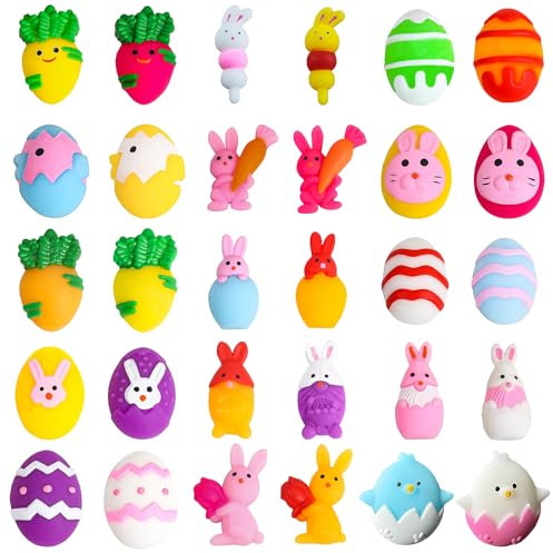 POPOYU 30 St Oster Squishy Spielzeug,Ostereier mit Mochi,Mini Mochi Ostern Squishy,Squishy Fidget Toy Mochi,Stressabbau Angst Spielzeug für Kinder Ostern Behandlung von Goodie Geschenktüten Füllstoff
