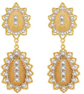 KnSam Orecchini placcati in oro, da donna, geometrici, con zirconi, ipoallergenici, stile Liberty, per donne, gioielli raffinati, oro, Rame, Zirconia cubica